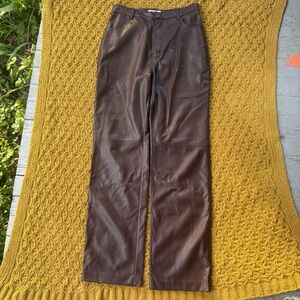 House Of CB Womens Brown Faux Leather Look Skinny Trousers Size UK Medium M